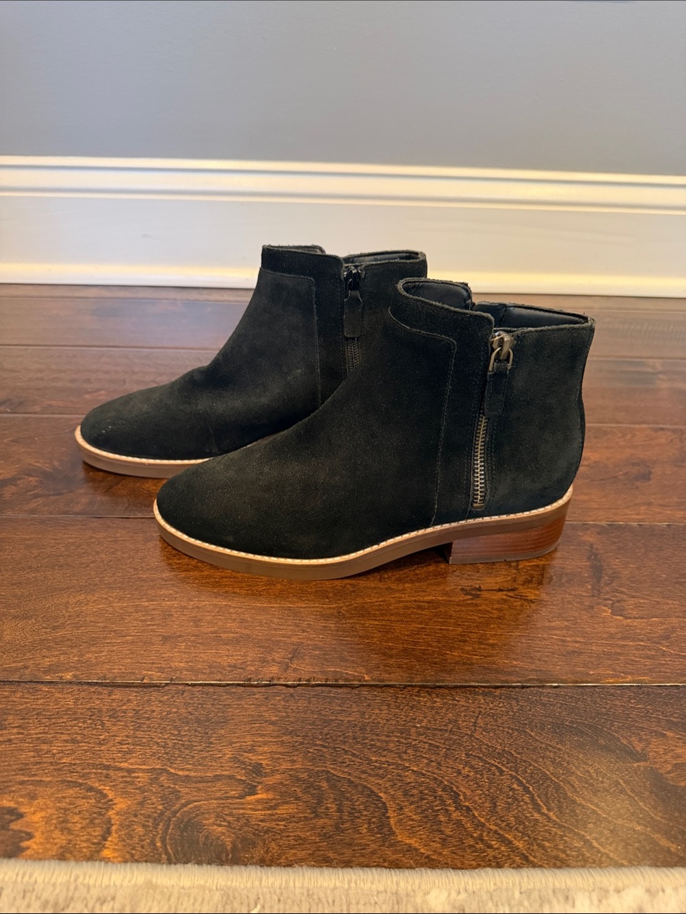 NWOT Cole Haan Black Suede Double Side-Zip Ankle Boots